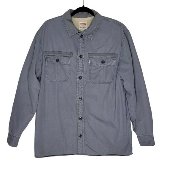 Levi's Fleece Sherpa Shacket Jacket Shirt White Tab Gray Vintage Size M